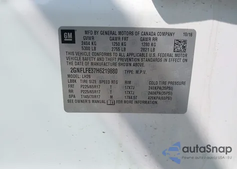 2017 Chevrolet Equinox Lt z USA, uszkodzony, nr VIN 2GNFLFE37H6219880